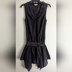 Black Sleeveless tunic with Ruffle Detail
